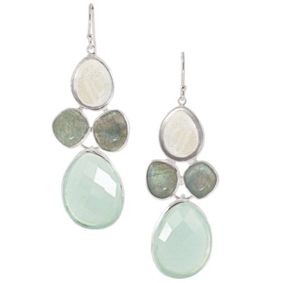 :: Stella & Dot | Retired Silver & Sea Mermaidian Sanibel Earrings - Picture 3 of 6